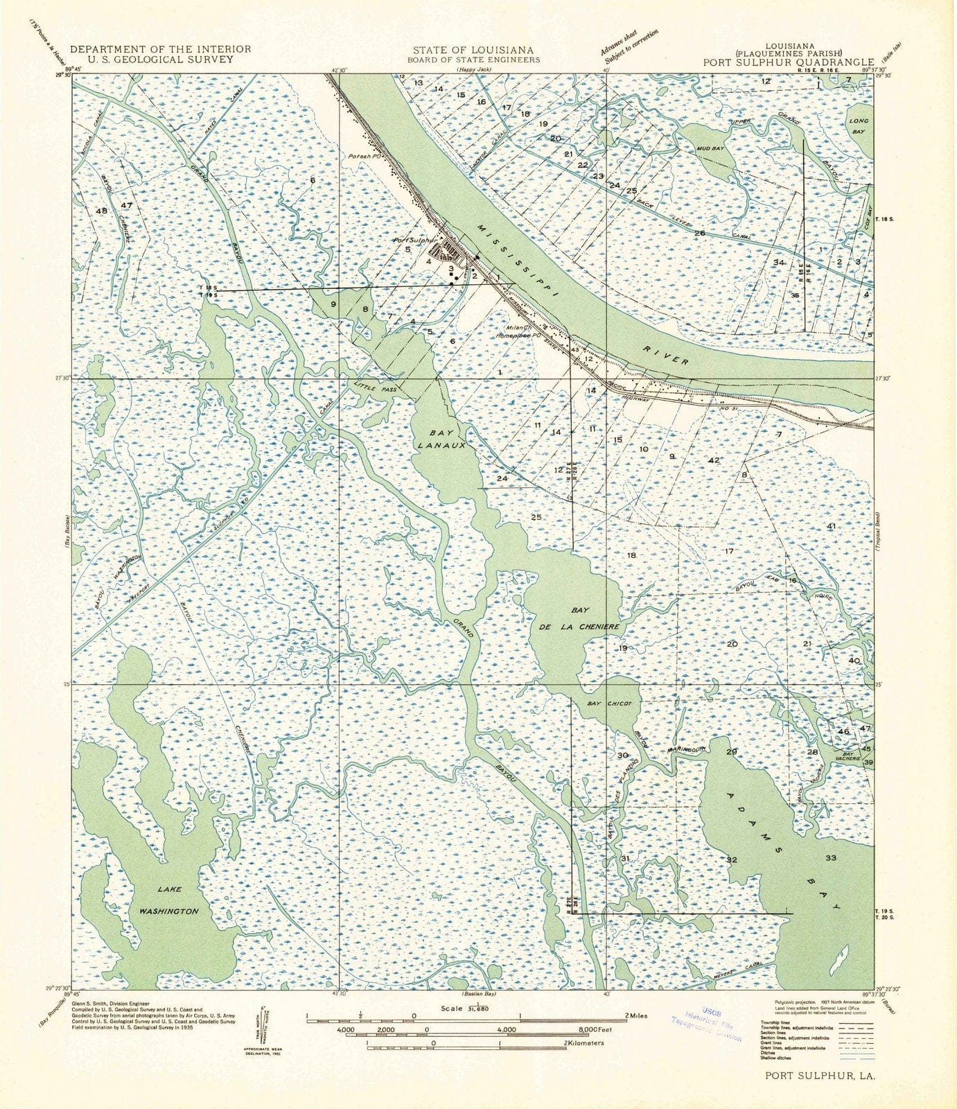 1935 Port Sulphur, LA - Louisiana - USGS Topographic Map