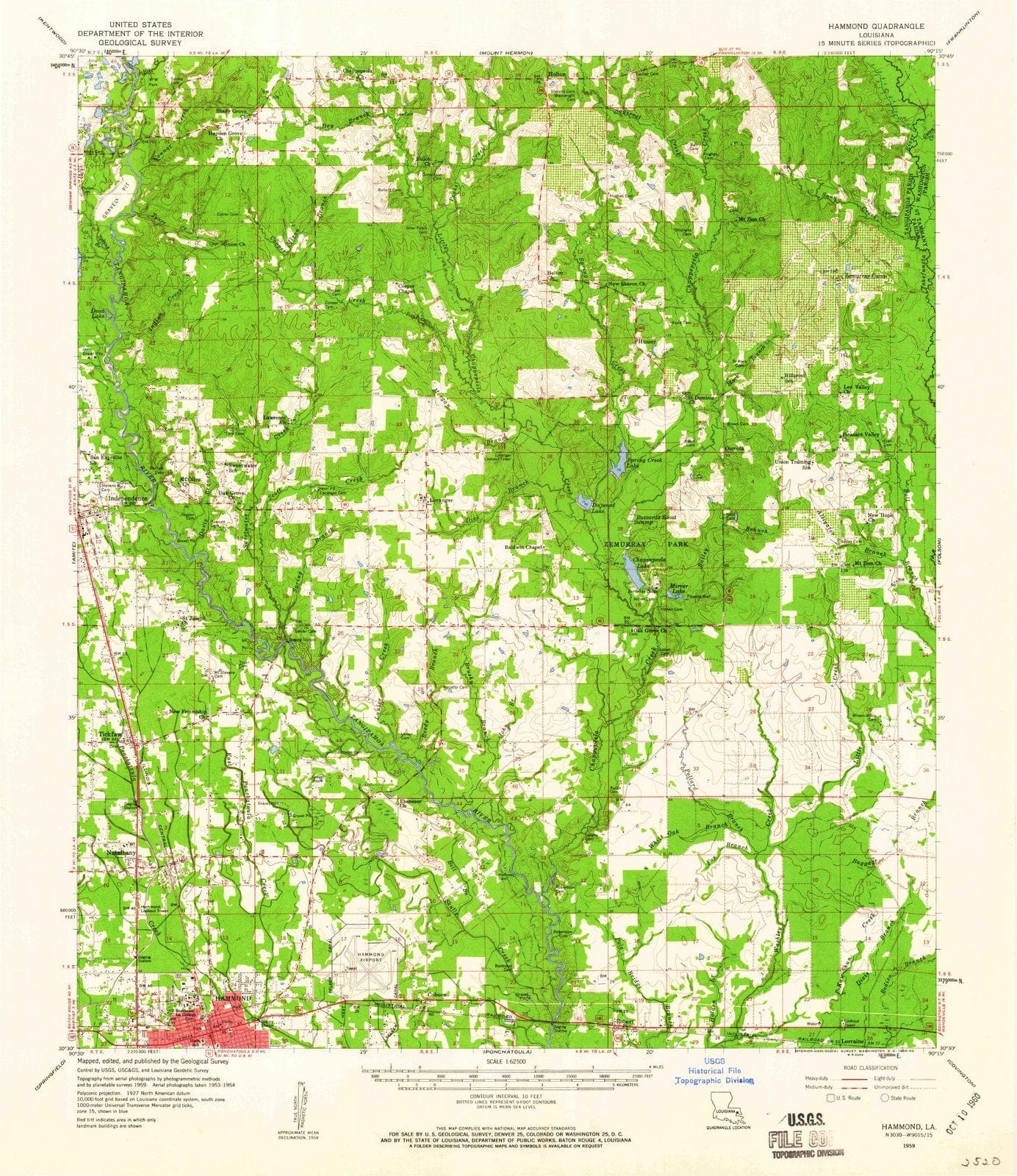 1959 Hammond, LA - Louisiana - USGS Topographic Map