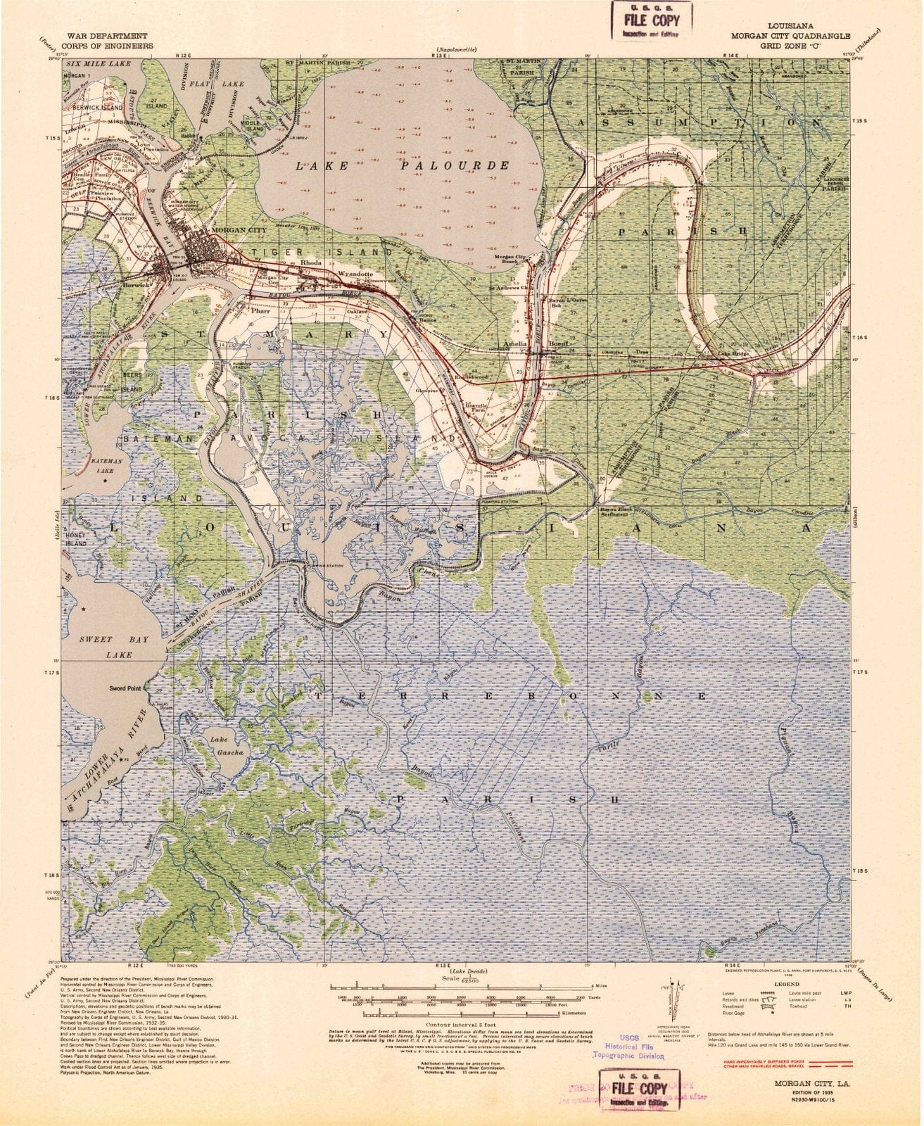 1935 Morgan, LA - Louisiana - USGS Topographic Map
