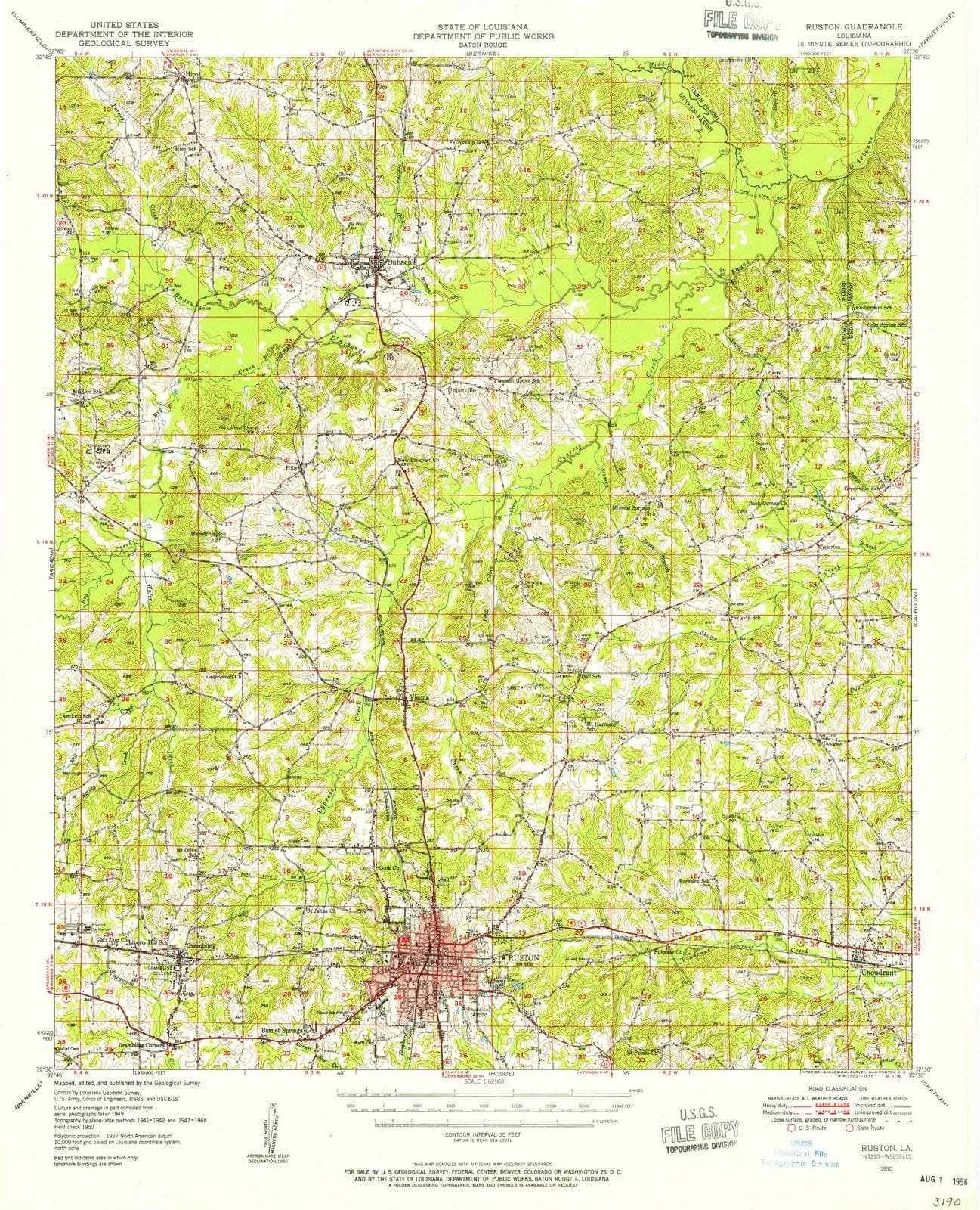 1950 Ruston, LA - Louisiana - USGS Topographic Map