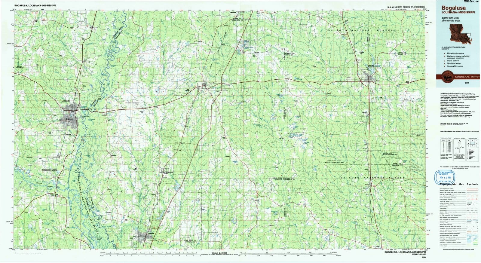 1984 Bogalusa, LA - Louisiana - USGS Topographic Map