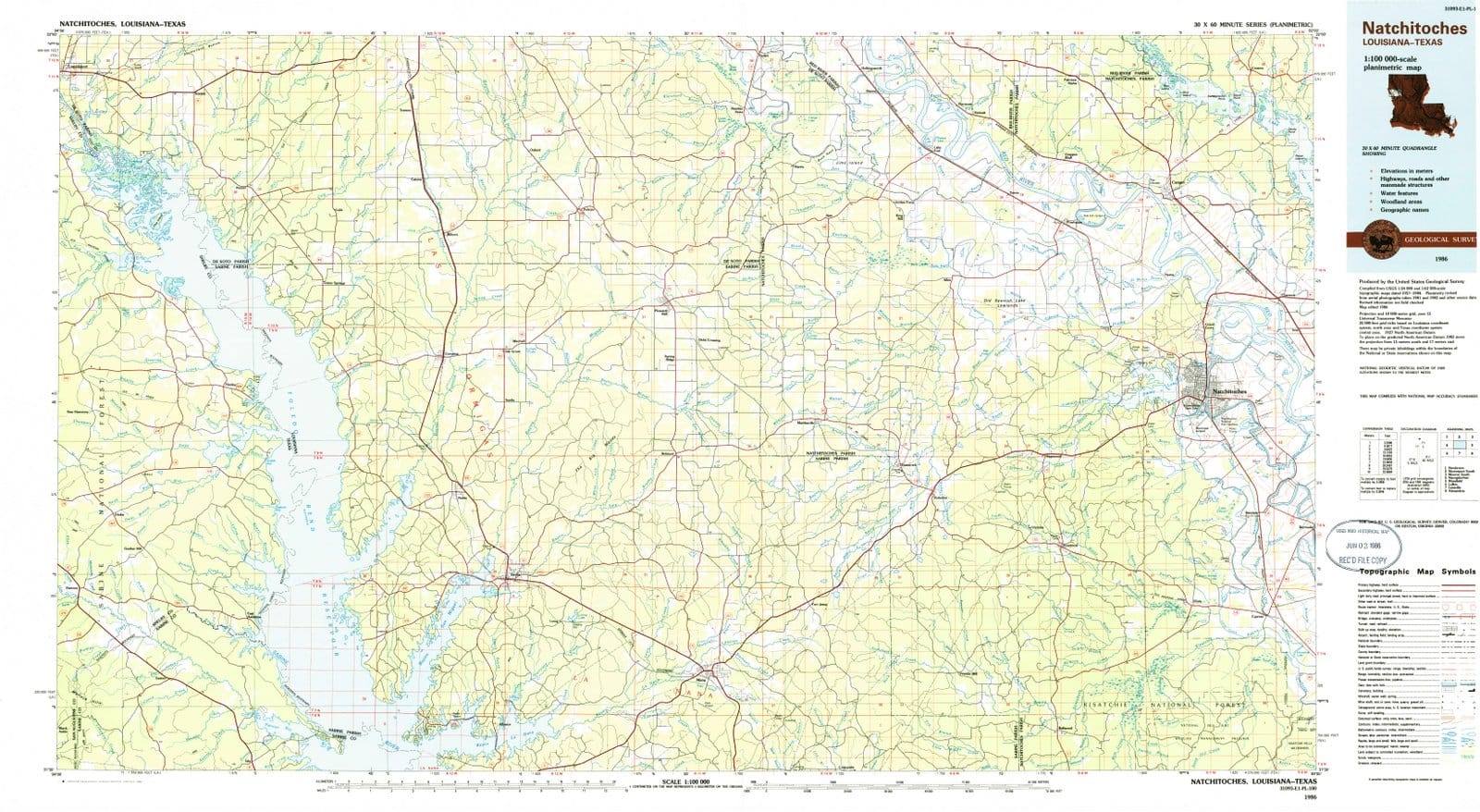 1986 Natchitoches, LA - Louisiana - USGS Topographic Map