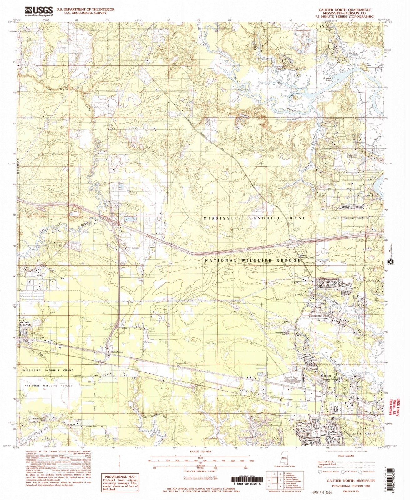 1982 Gautier North, MS - Mississippi - USGS Topographic Map