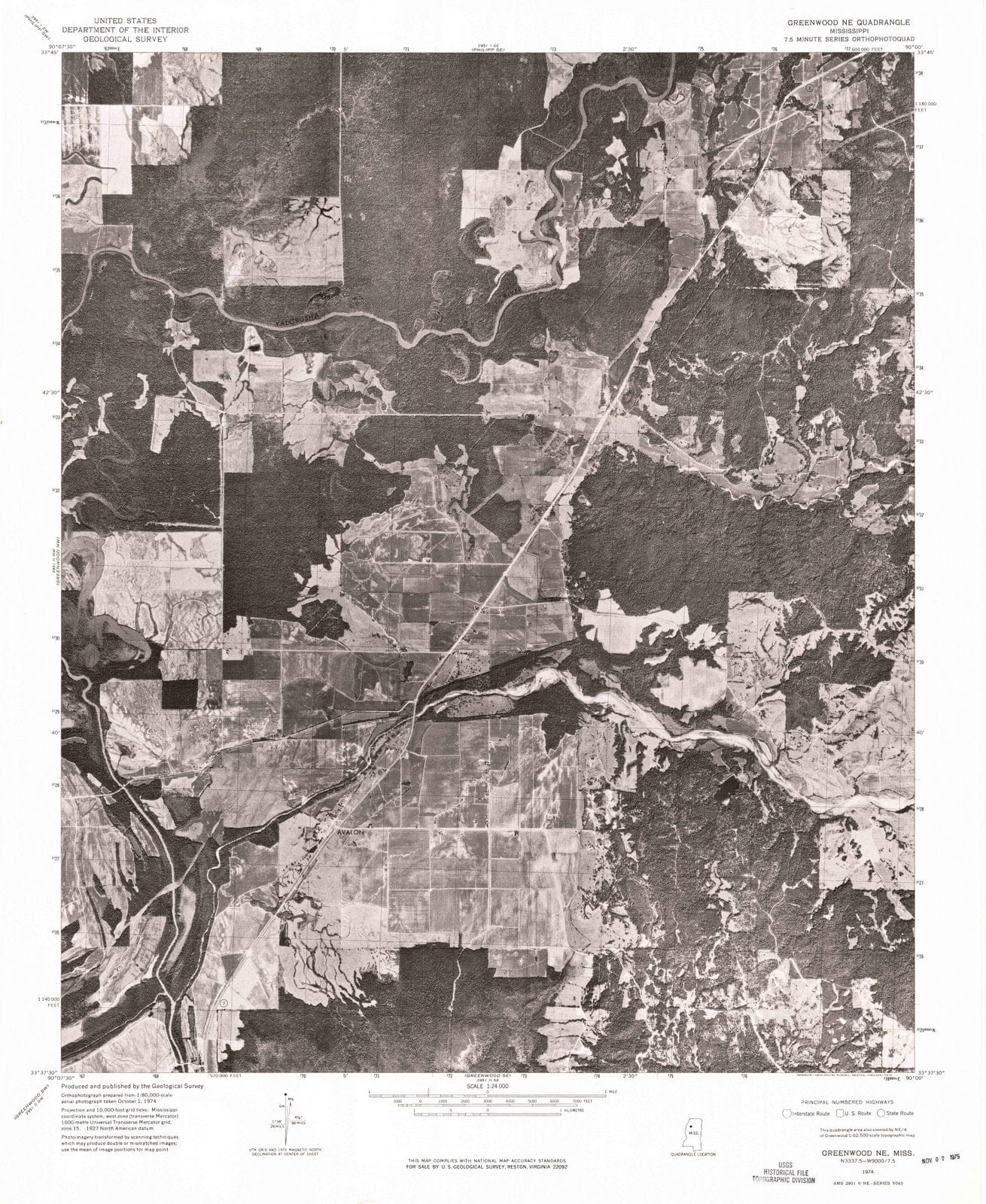 1974 Greenwood, MS - Mississippi - USGS Topographic Map
