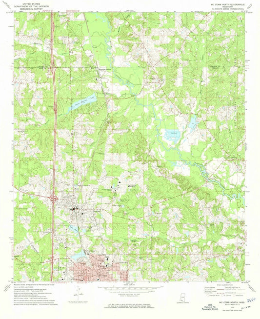 1972 McComb, MS - Mississippi - USGS Topographic Map