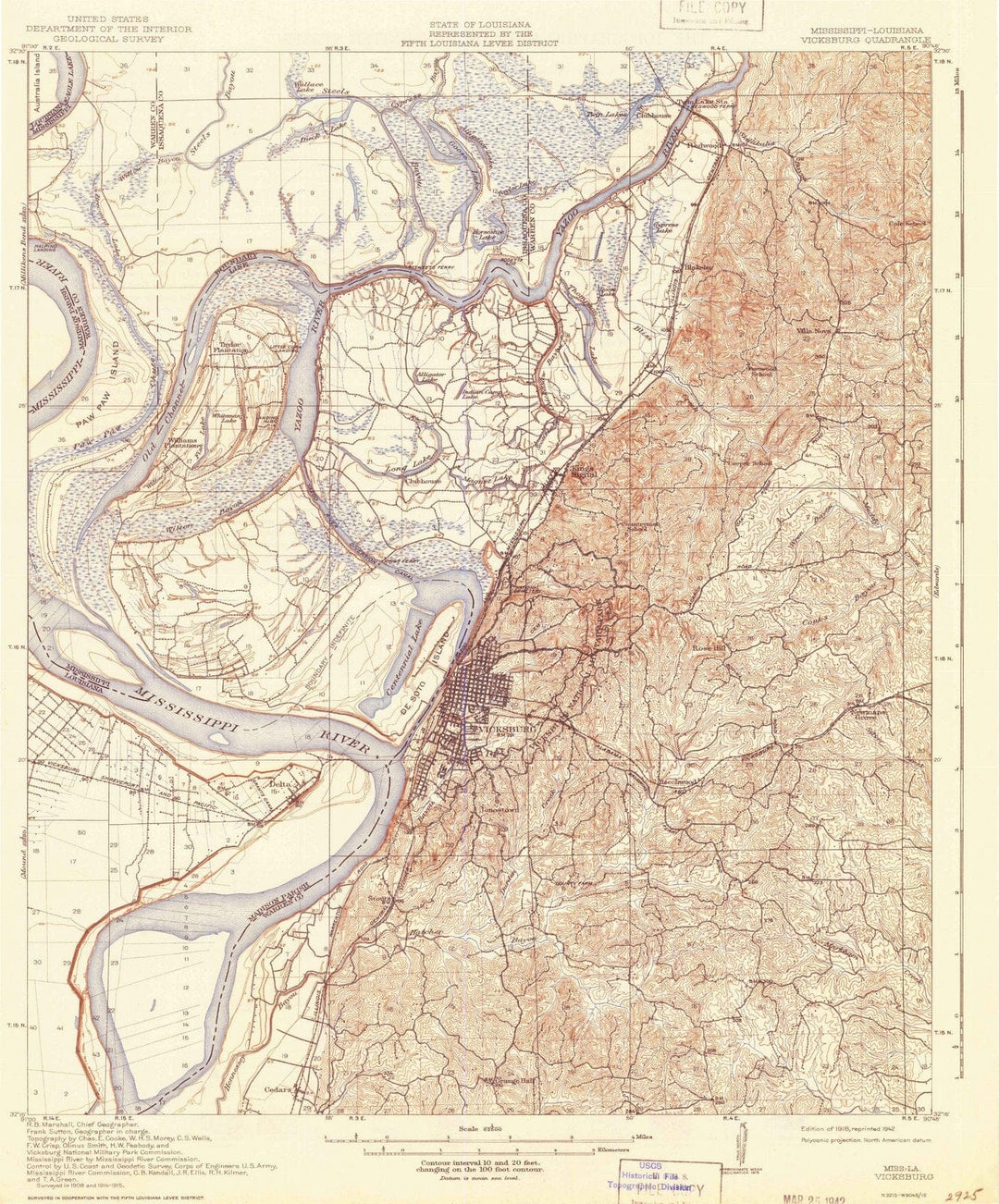 1918 Vicksburg, MS - Mississippi - USGS Topographic Map