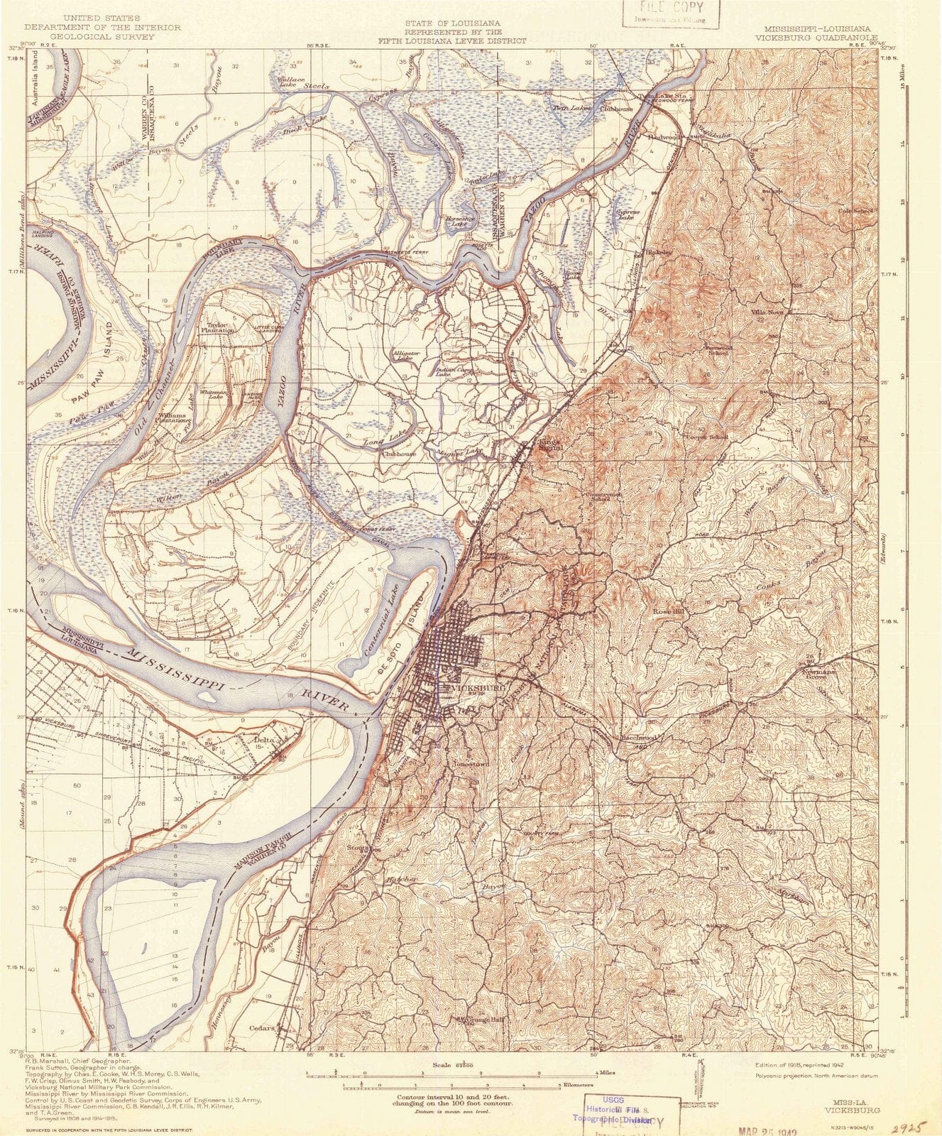 1918 Vicksburg, MS - Mississippi - USGS Topographic Map