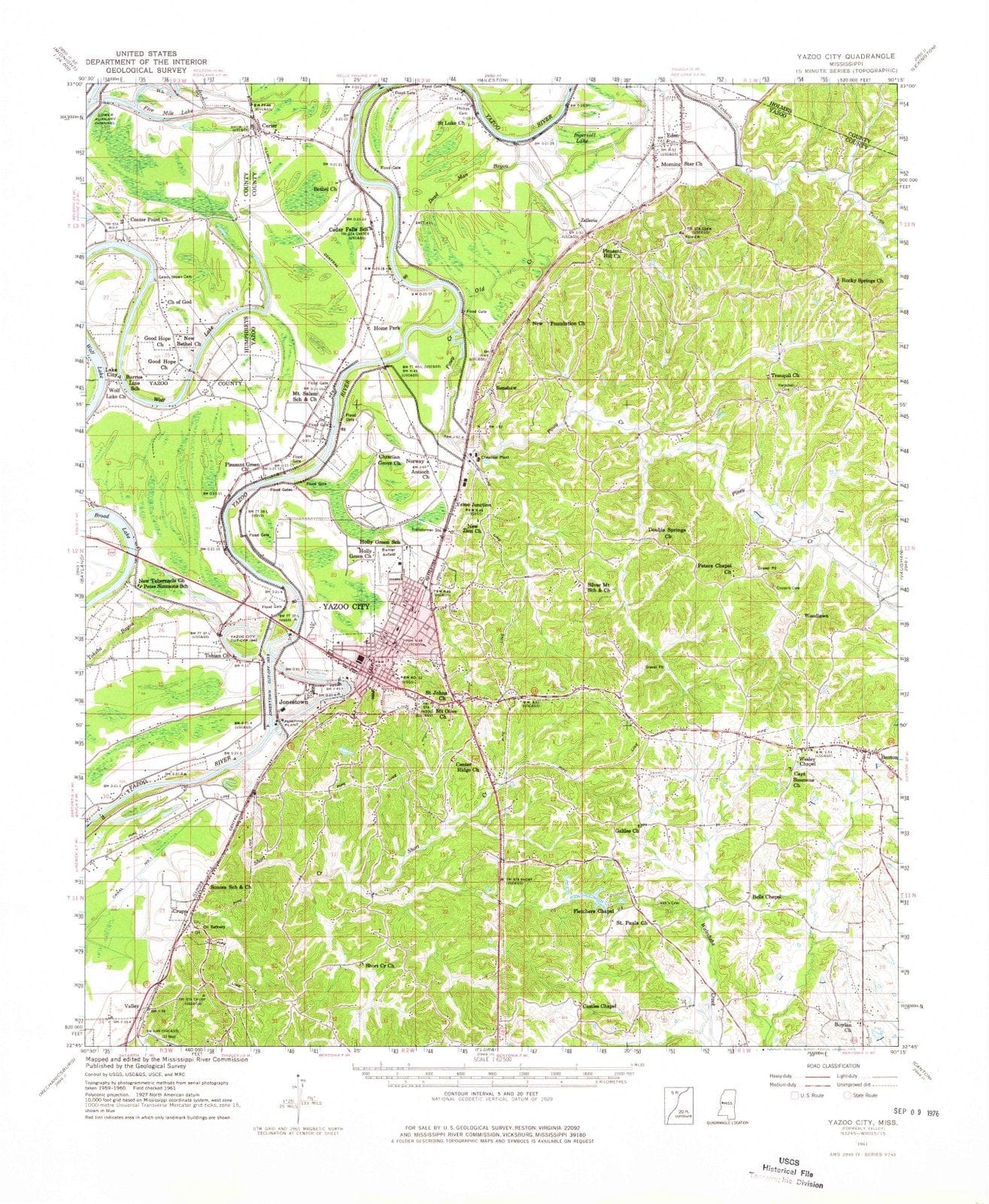 1961 Yazoo, MS - Mississippi - USGS Topographic Map