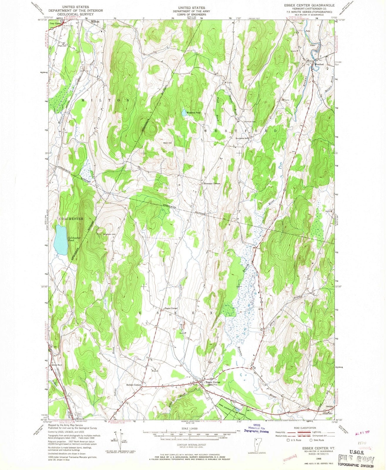 1948 Essex Center, VT - Vermont - USGS Topographic Map
