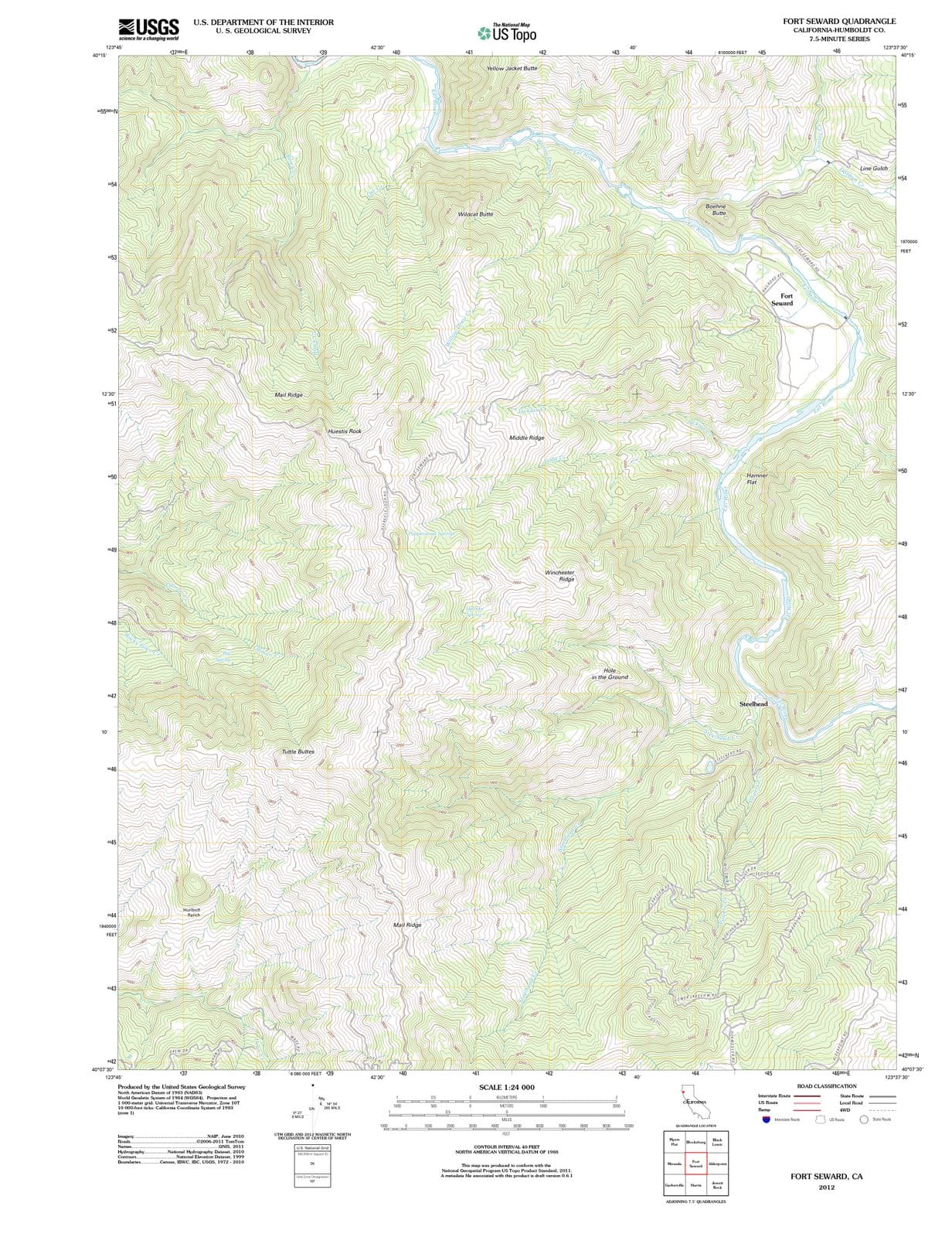 2012 Fortward, CA - California - USGS Topographic Map