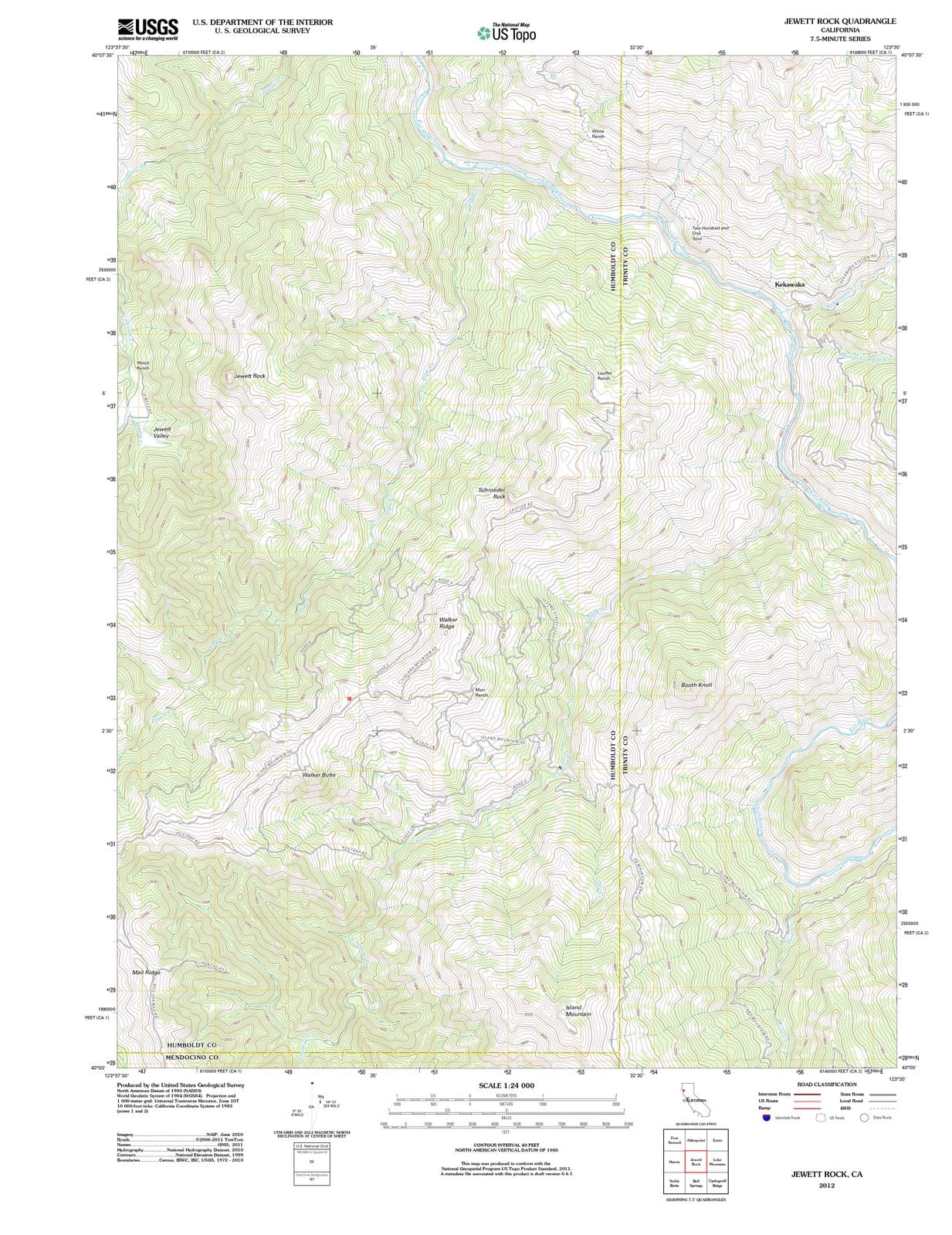 2012 Jewett Rock, CA - California - USGS Topographic Map