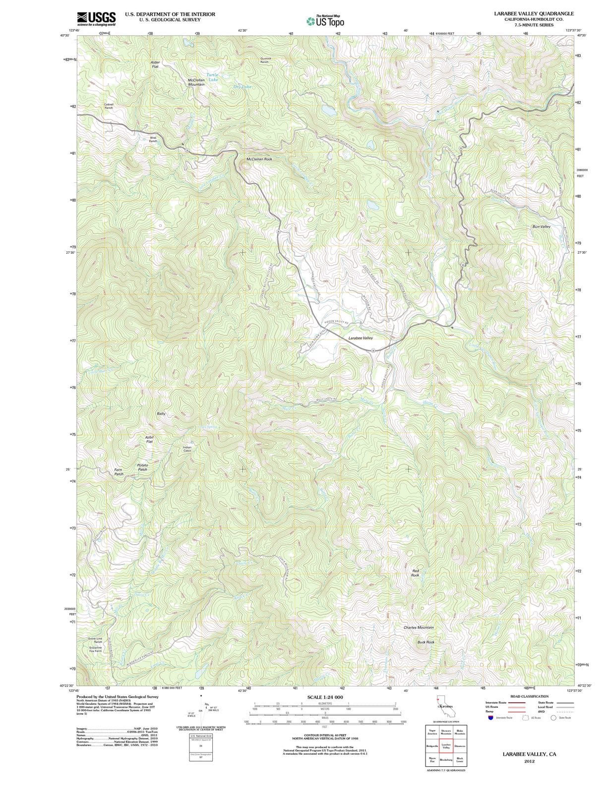2012 Larabee Valley, CA - California - USGS Topographic Map