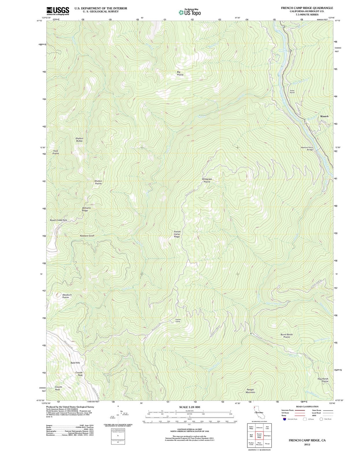 2012 French Camp Ridge, CA - California - USGS Topographic Map