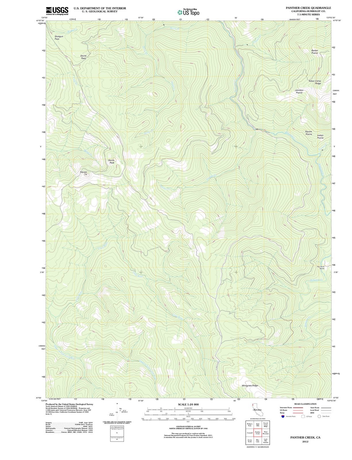 2012 Panther Creek, CA - California - USGS Topographic Map