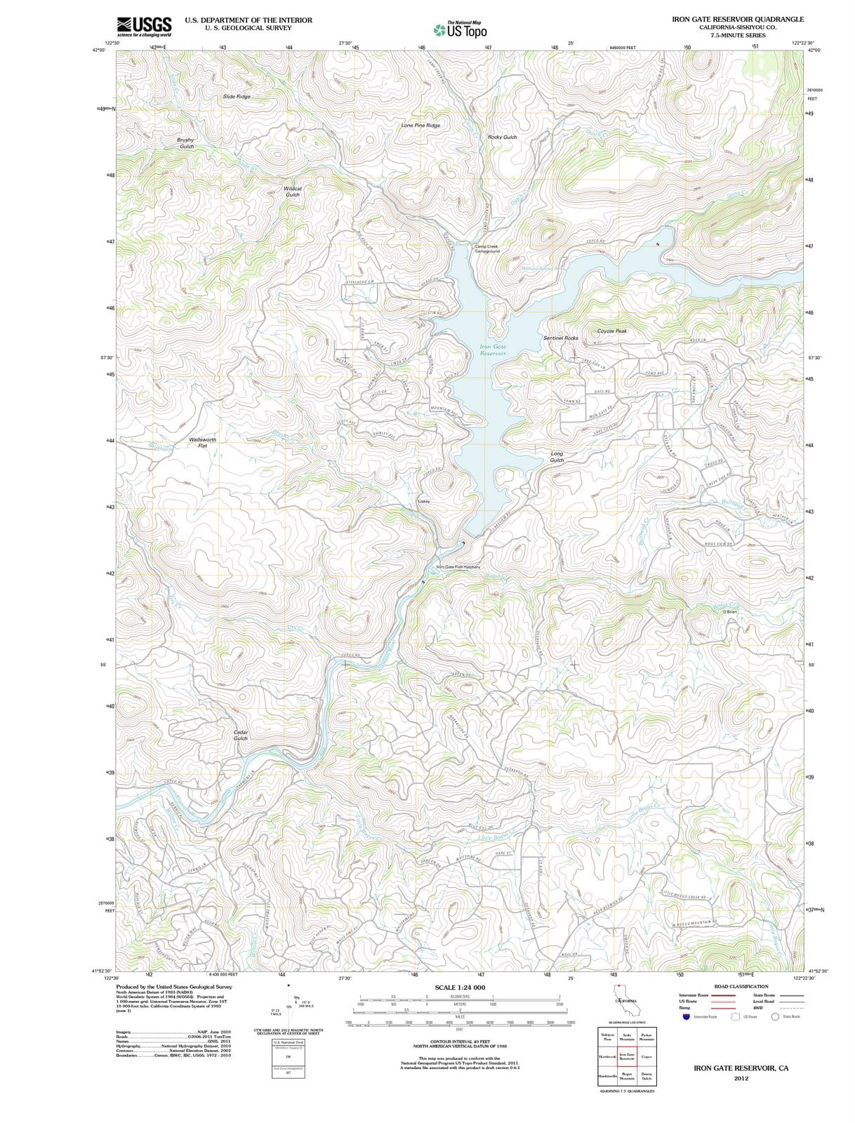 2012 Iron Gate Reservoir, CA - California - USGS Topographic Map