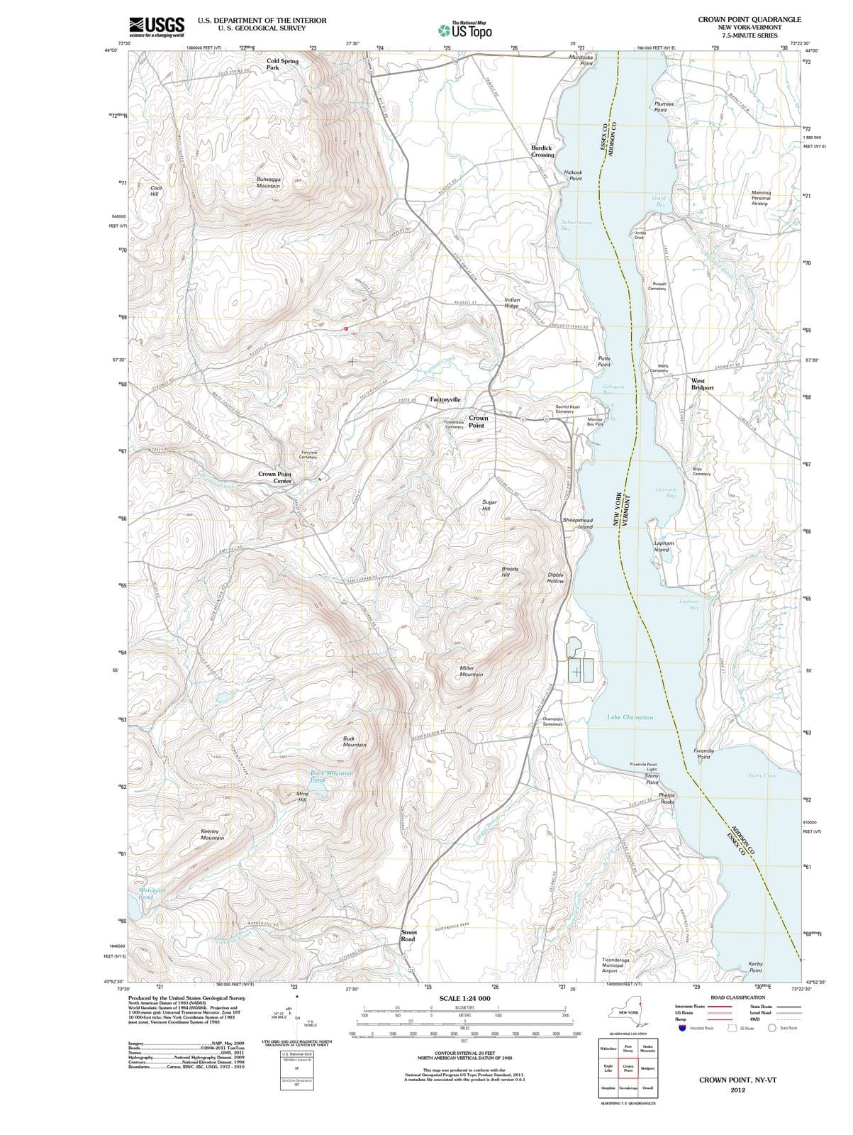 2012 Crown Point, NY - New York - USGS Topographic Map