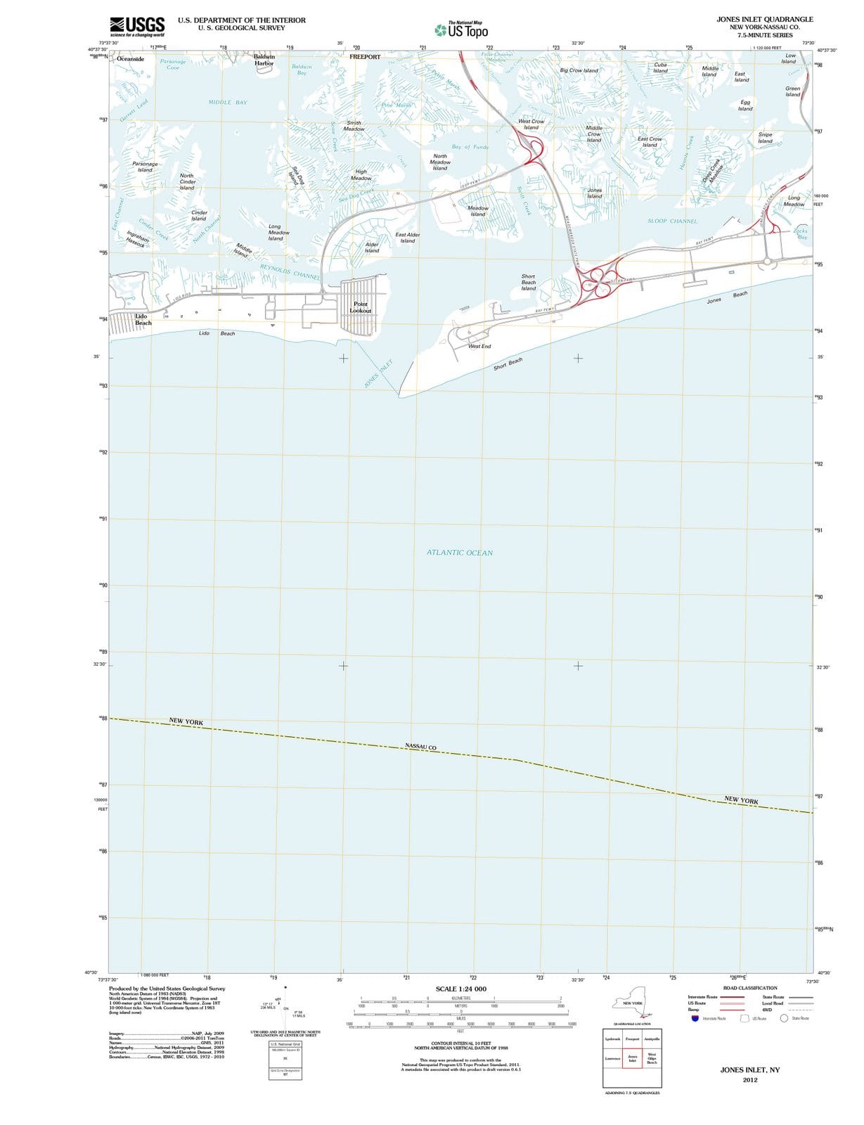 2012 Jones Inlet, NY - New York - USGS Topographic Map