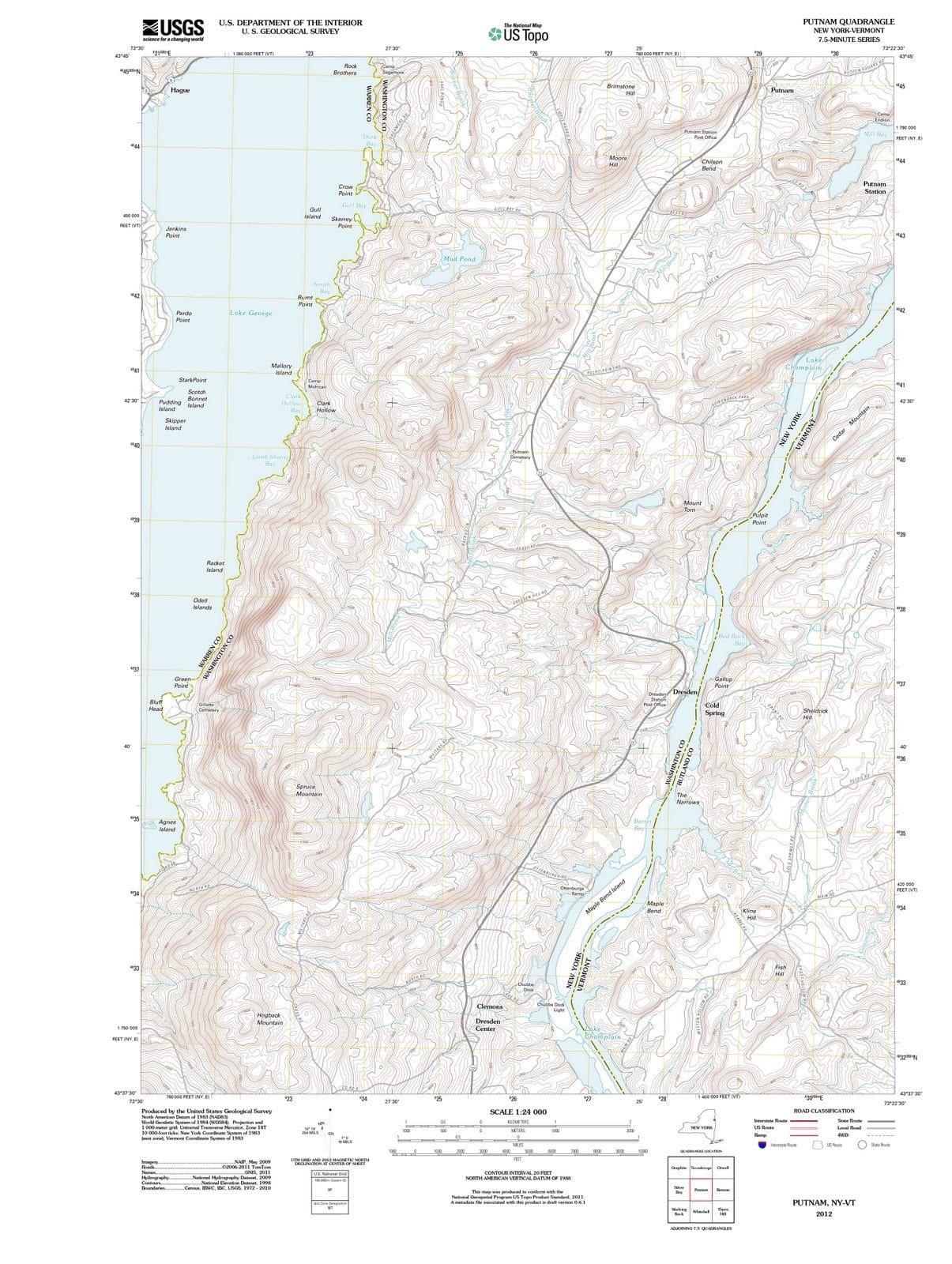 2012 Putnam, NY - New York - USGS Topographic Map