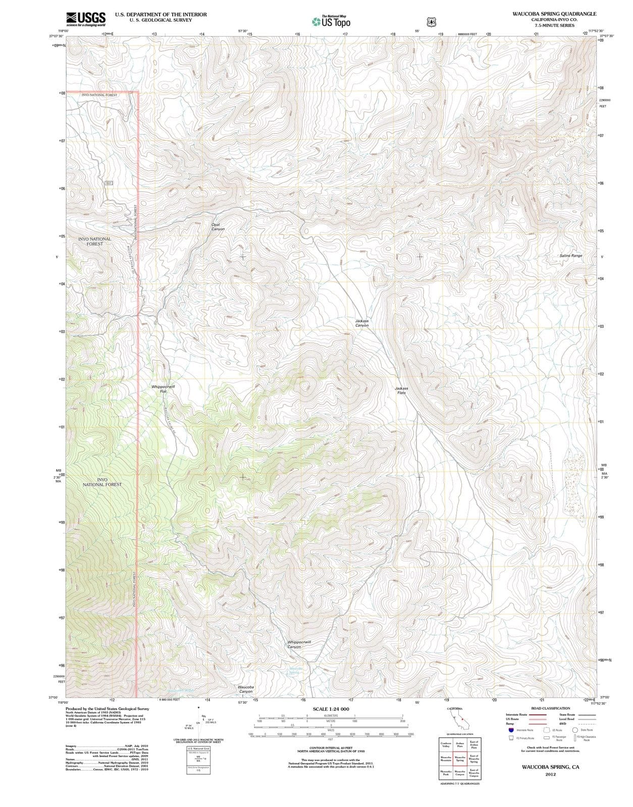 2012 Waucoba Spring, CA - California - USGS Topographic Map