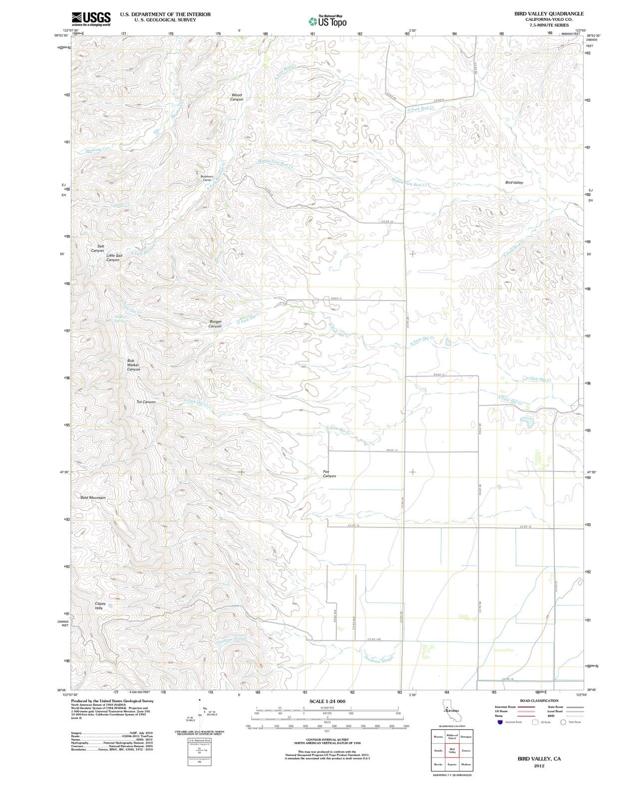 2012 Bird Valley, CA - California - USGS Topographic Map