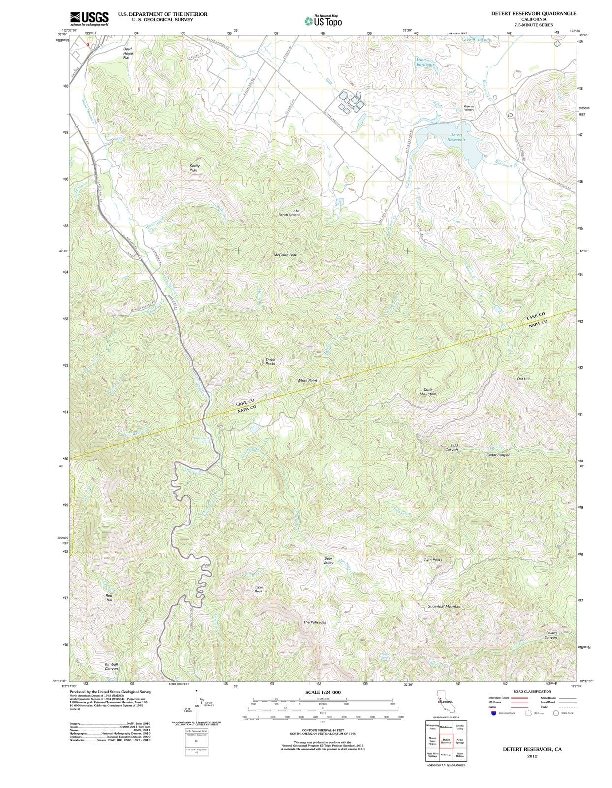 2012 Detert Reservoir, CA - California - USGS Topographic Map