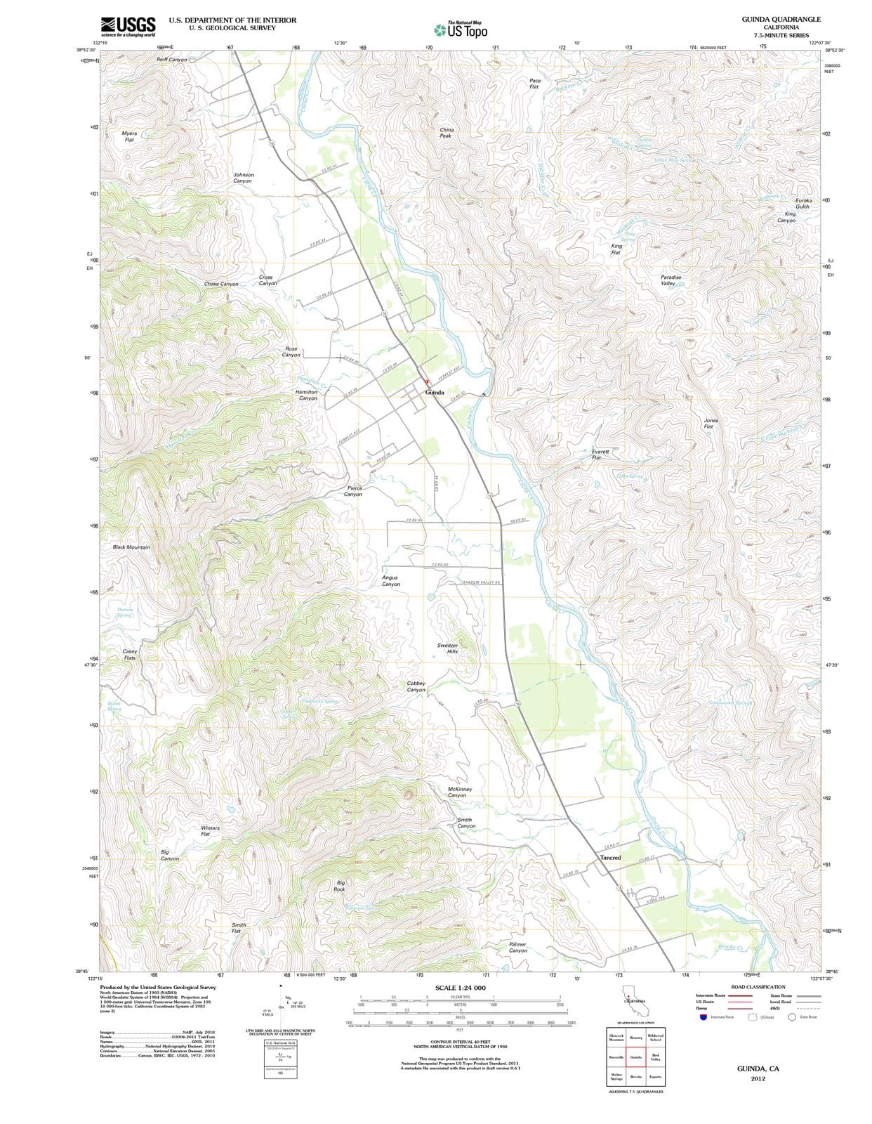2012 Guinda, CA - California - USGS Topographic Map
