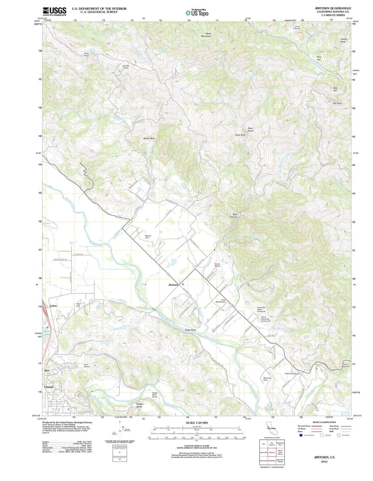 2012 Jimtown, CA - California - USGS Topographic Map