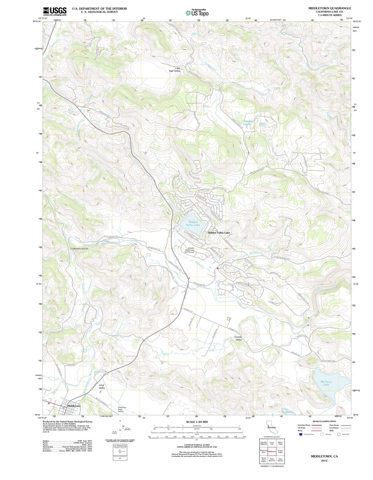 2012 Middletown, CA - California - USGS Topographic Map