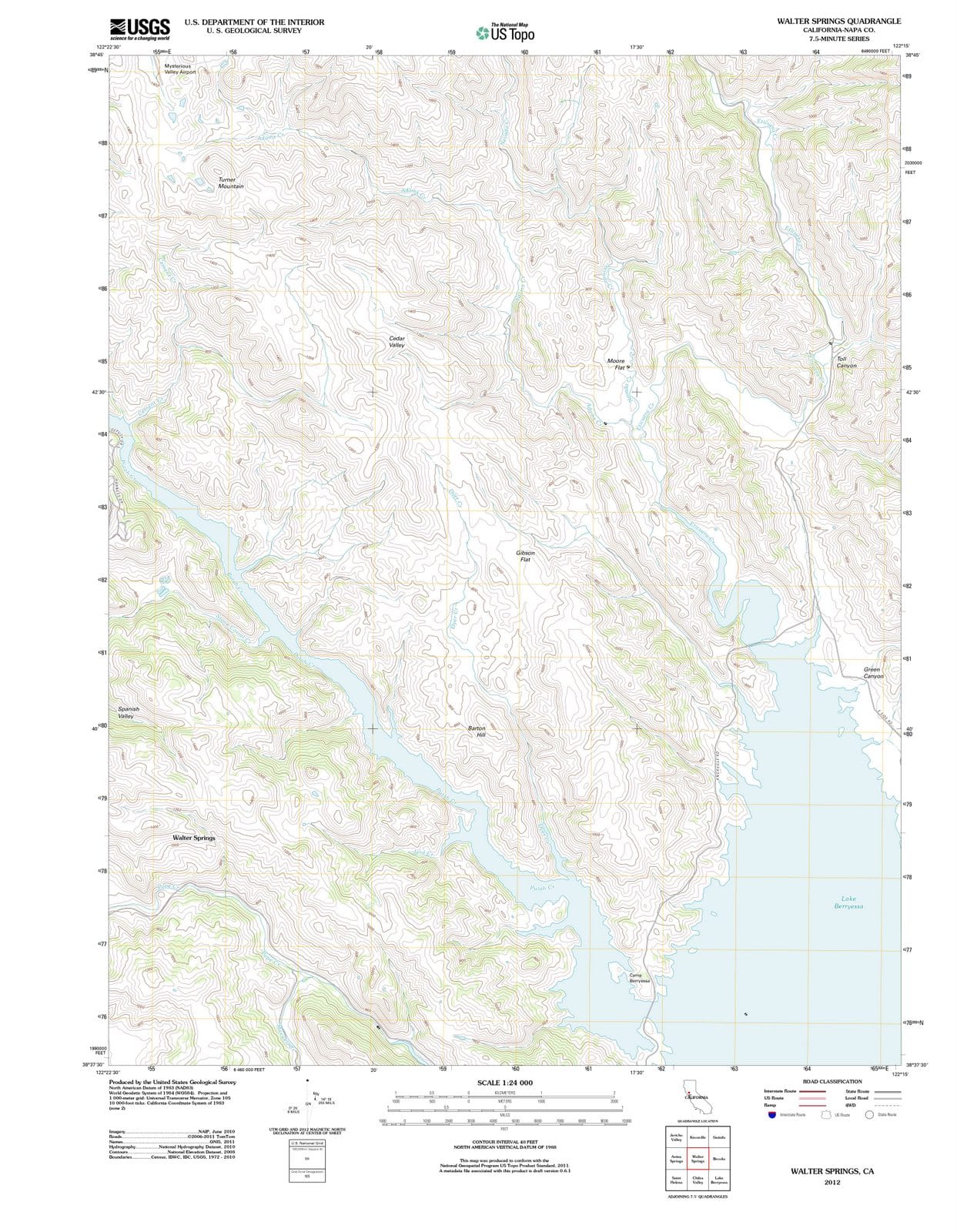 2012 Walter Springs, CA - California - USGS Topographic Map