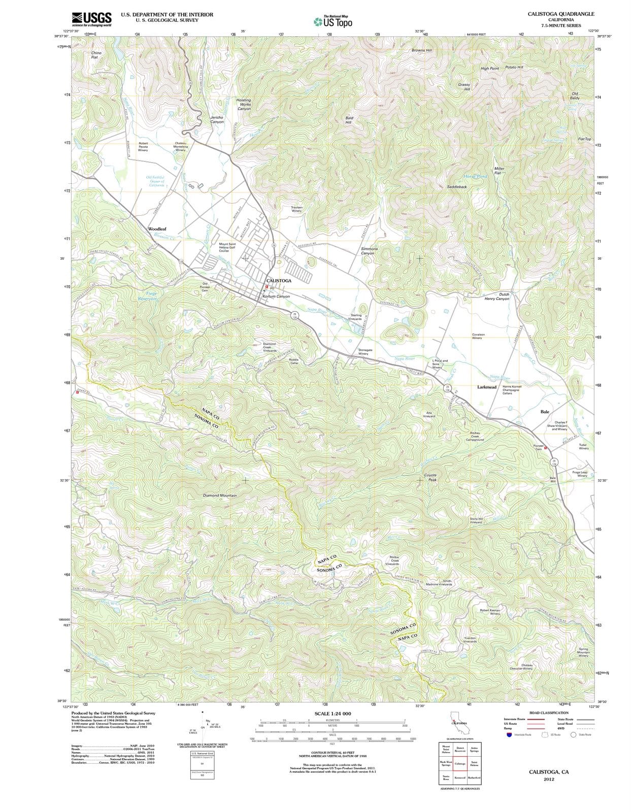 2012 Calistoga, CA - California - USGS Topographic Map