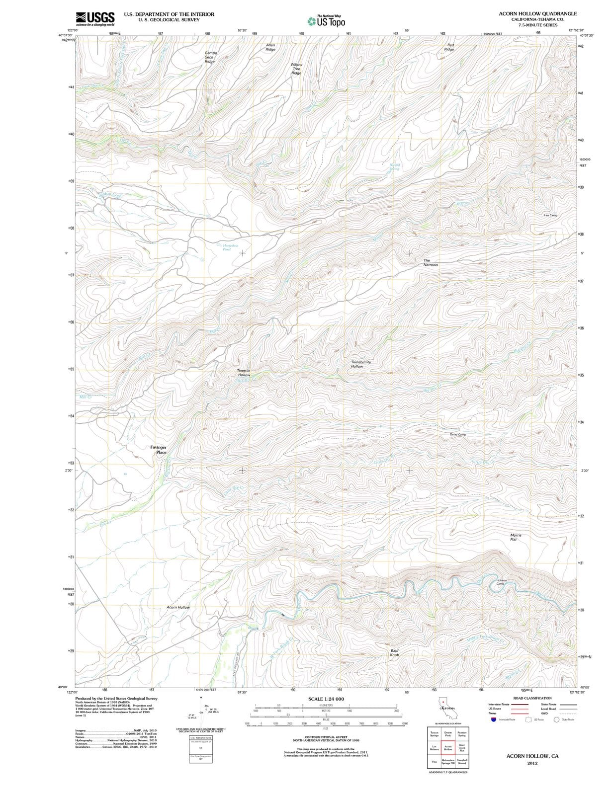 2012 Acorn Hollow, CA - California - USGS Topographic Map