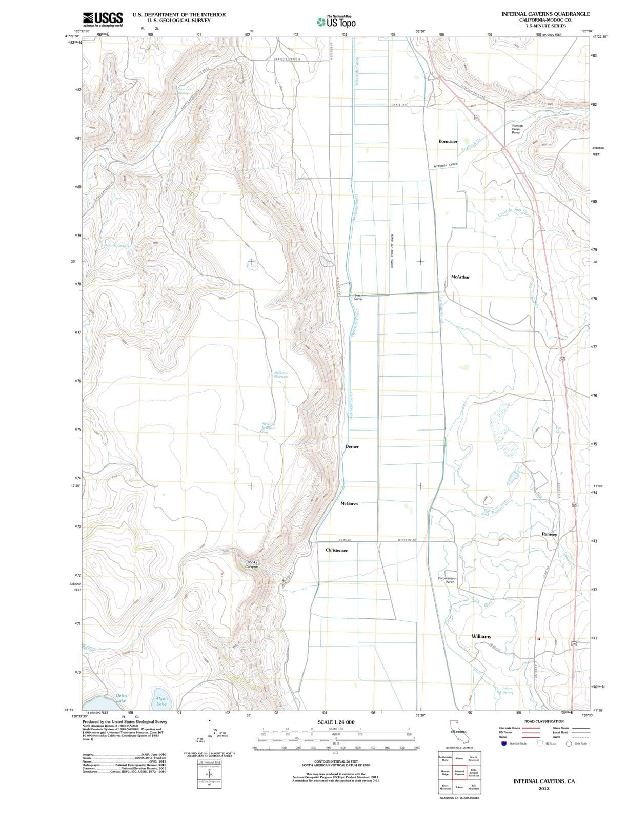 2012 Infernal Caverns, CA - California - USGS Topographic Map