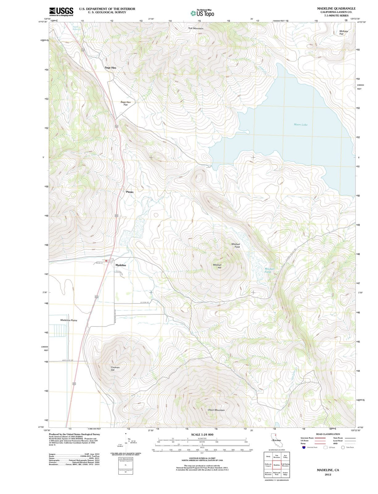 2012 Madeline, CA - California - USGS Topographic Map