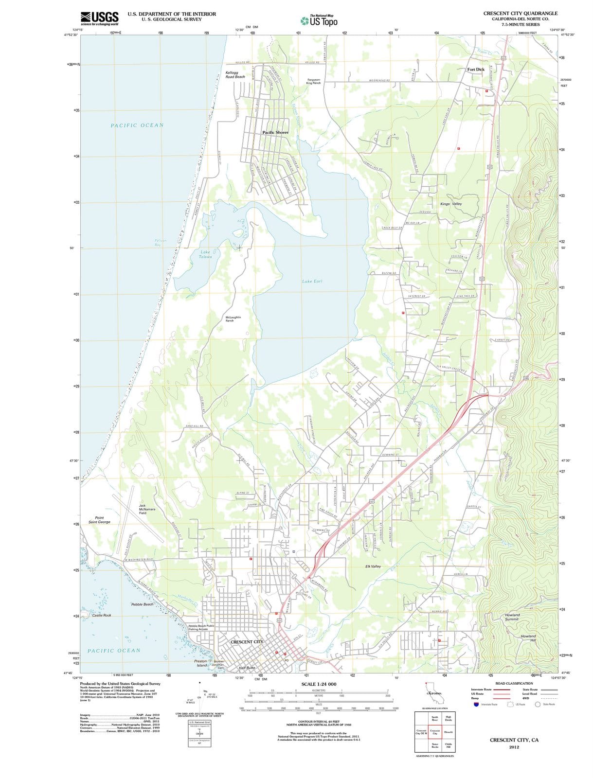 2012 Crescent City, CA - California - USGS Topographic Map