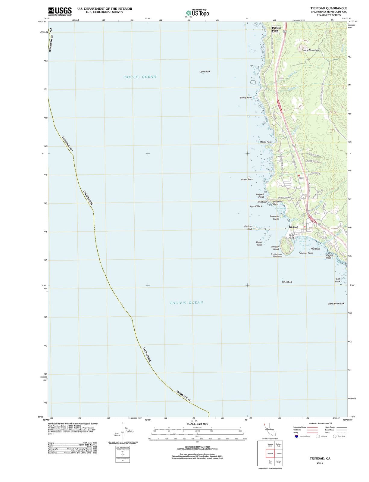 2012 Trinidad, CA - California - USGS Topographic Map