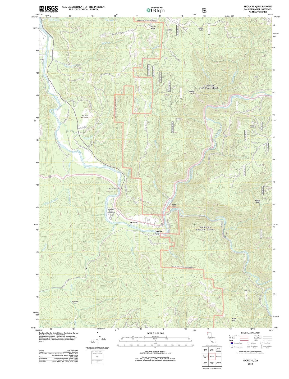 2012 Hiouchi, CA - California - USGS Topographic Map