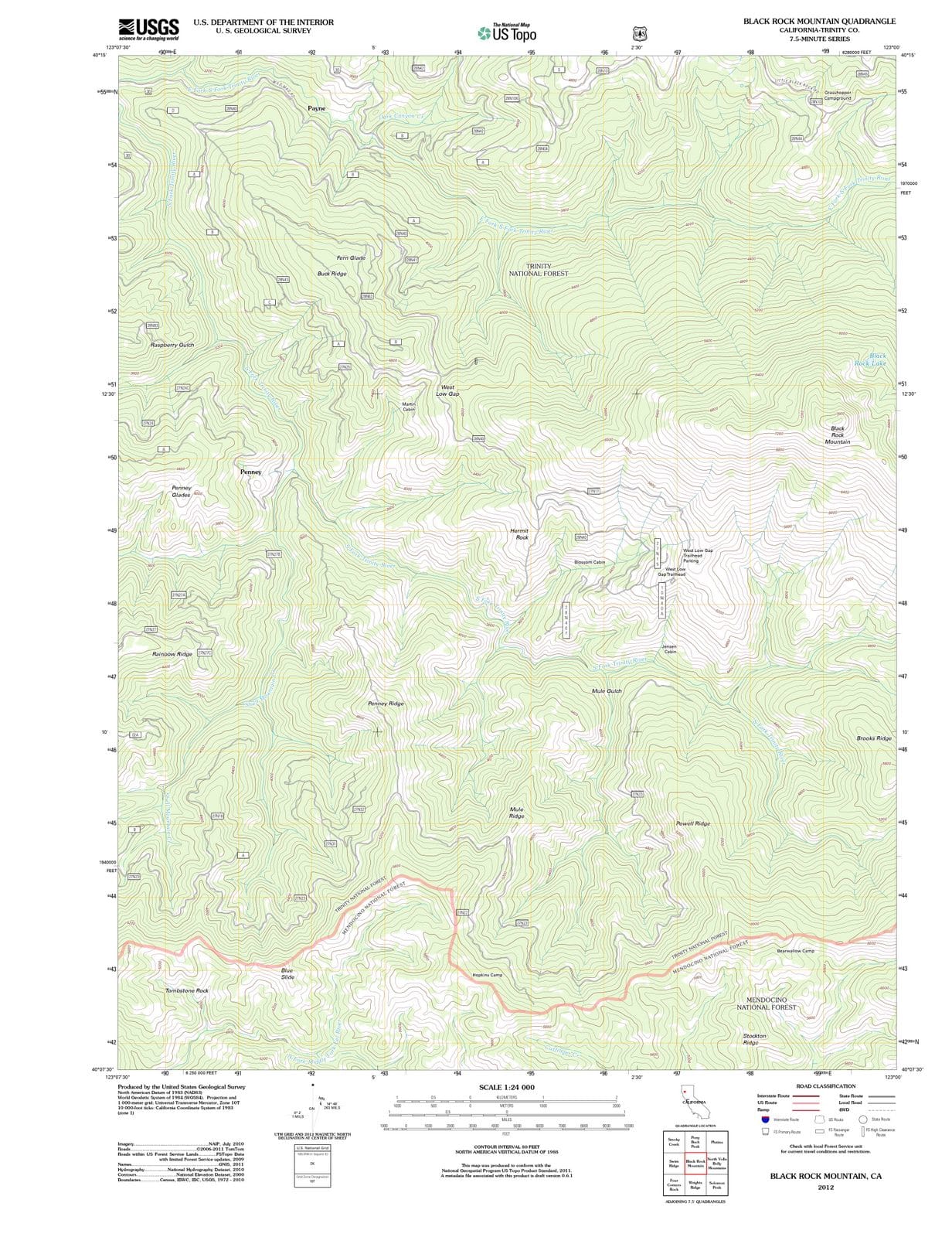 2012 Black Rock Mountain, CA - California - USGS Topographic Map