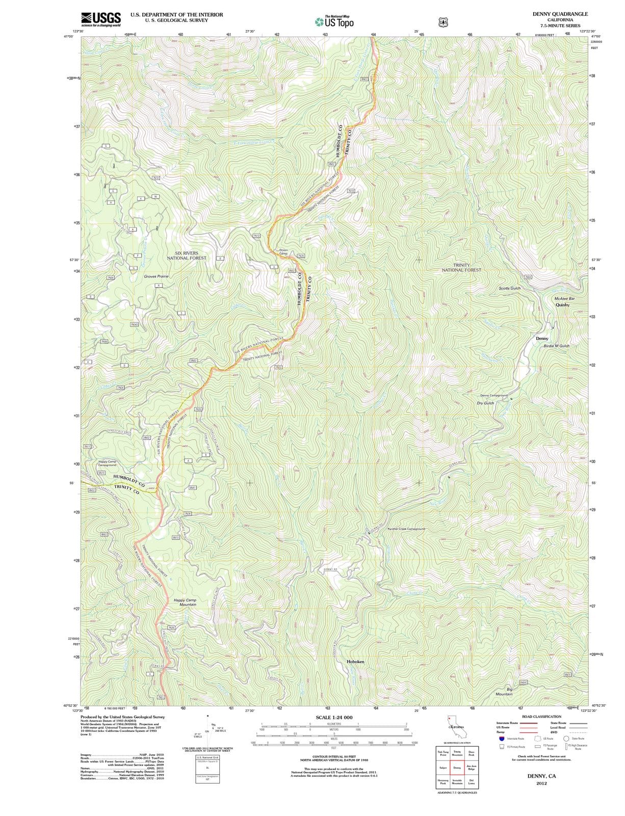 2012 Denny, CA - California - USGS Topographic Map