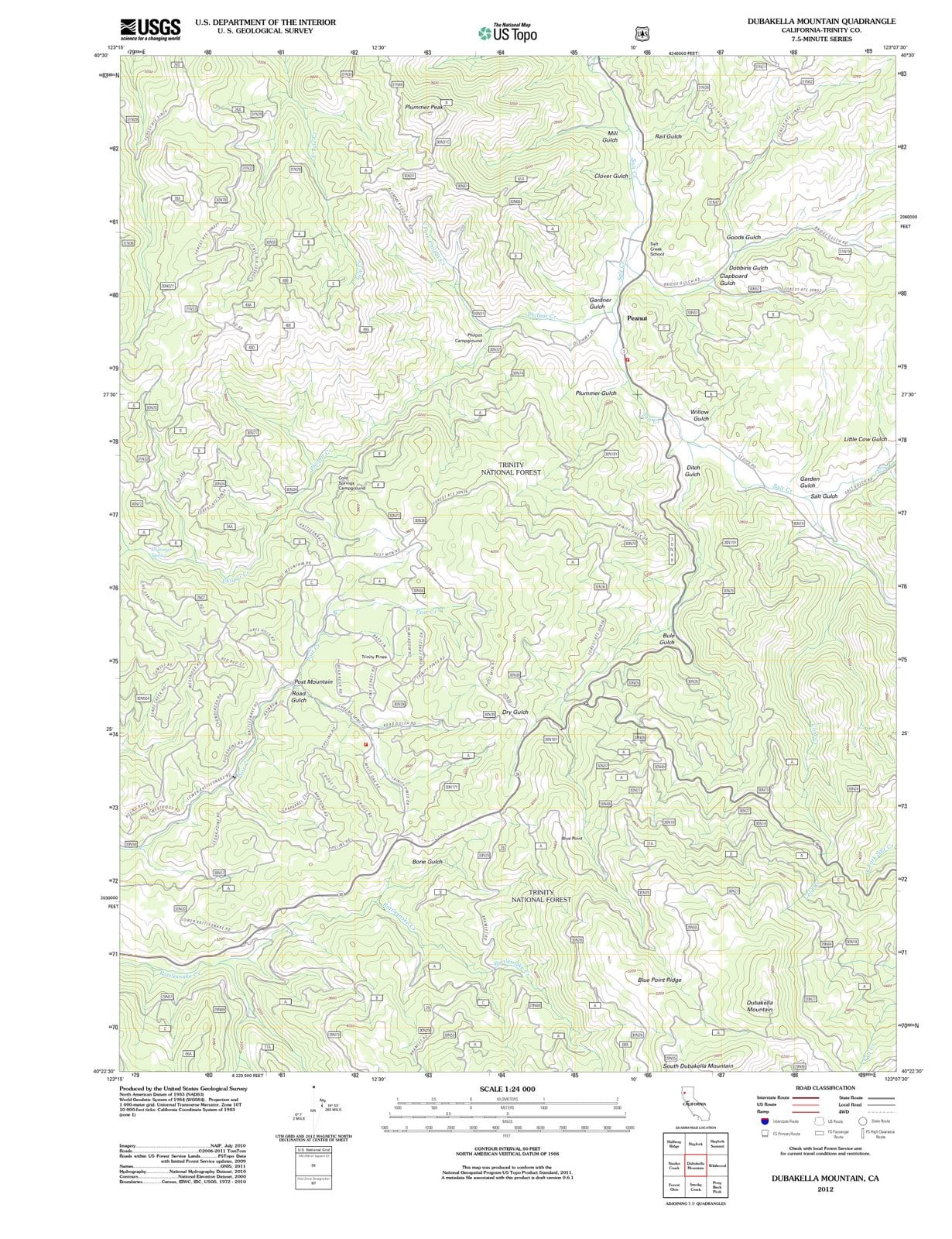2012 Dubakella Mountain, CA - California - USGS Topographic Map