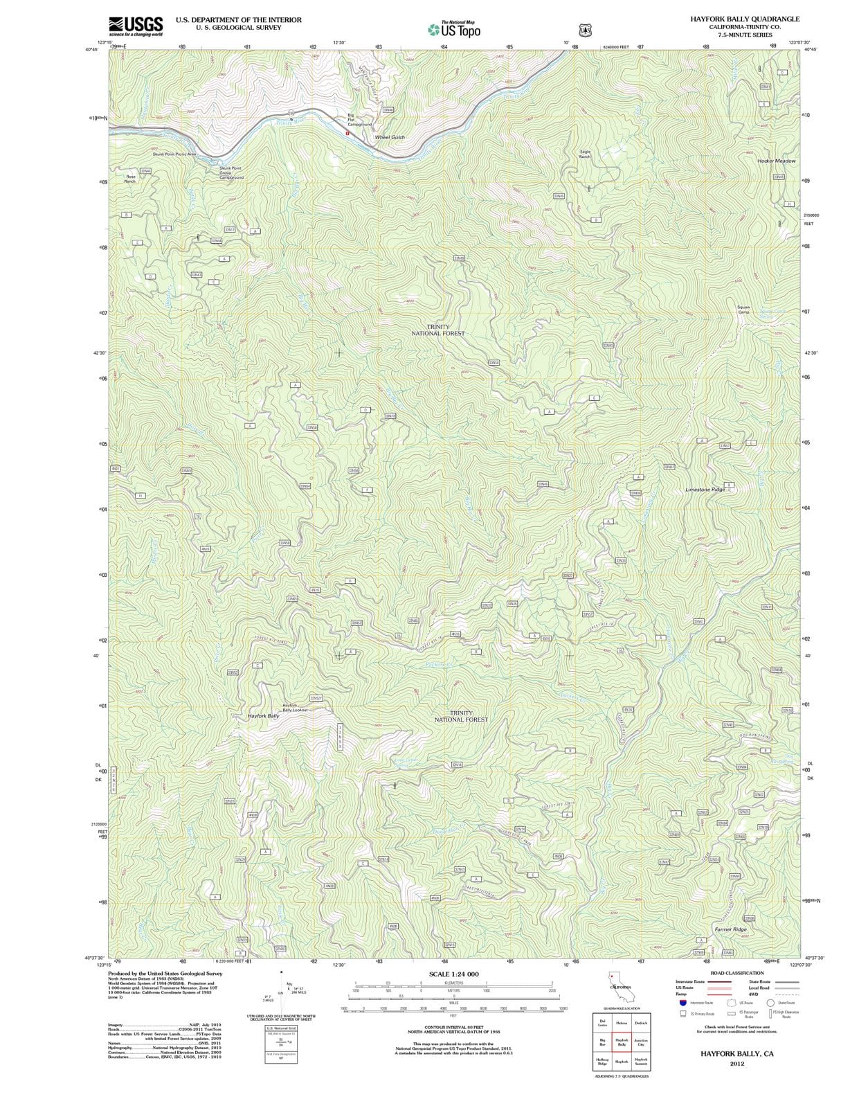 2012 Hayfork Bally, CA - California - USGS Topographic Map