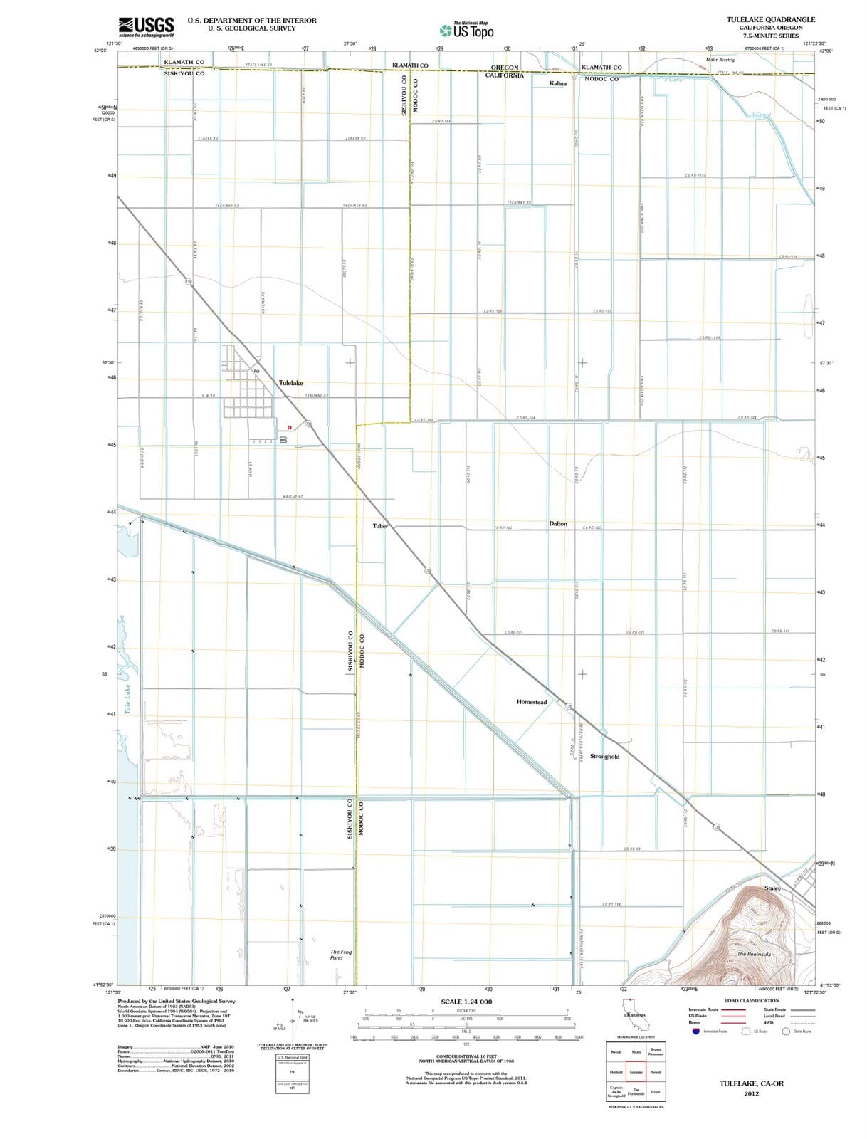 2012 Tulelake, CA - California - USGS Topographic Map