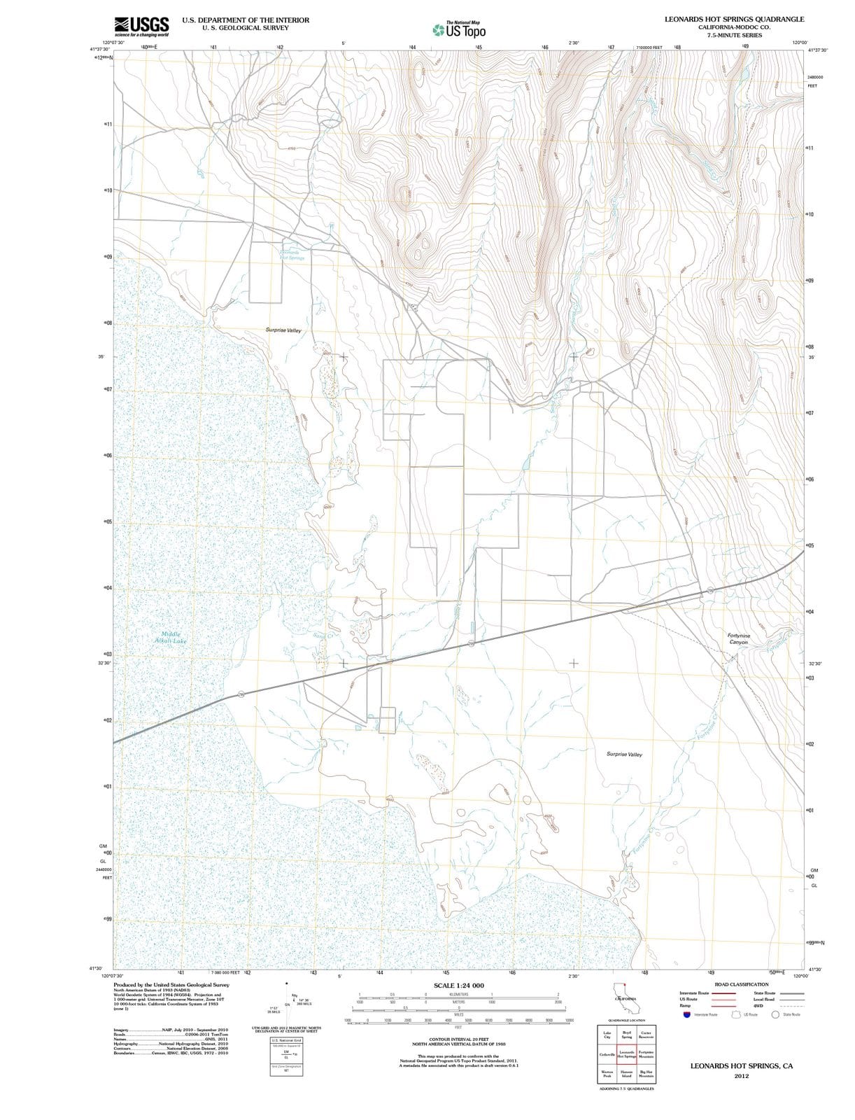2012 Leonards Hot Springs, CA - California - USGS Topographic Map