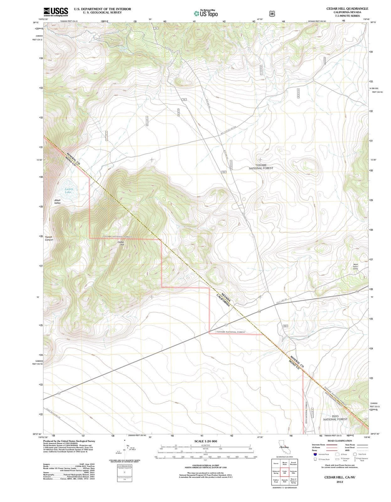 2012 Cedar Hill, CA - California - USGS Topographic Map