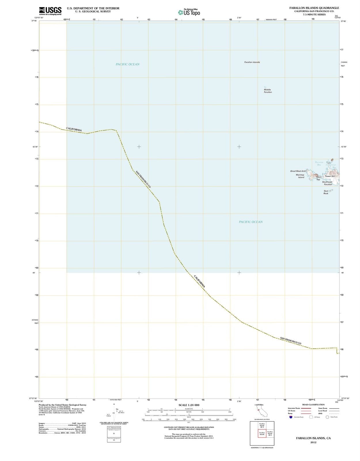 2012 Farallon Islands, CA - California - USGS Topographic Map