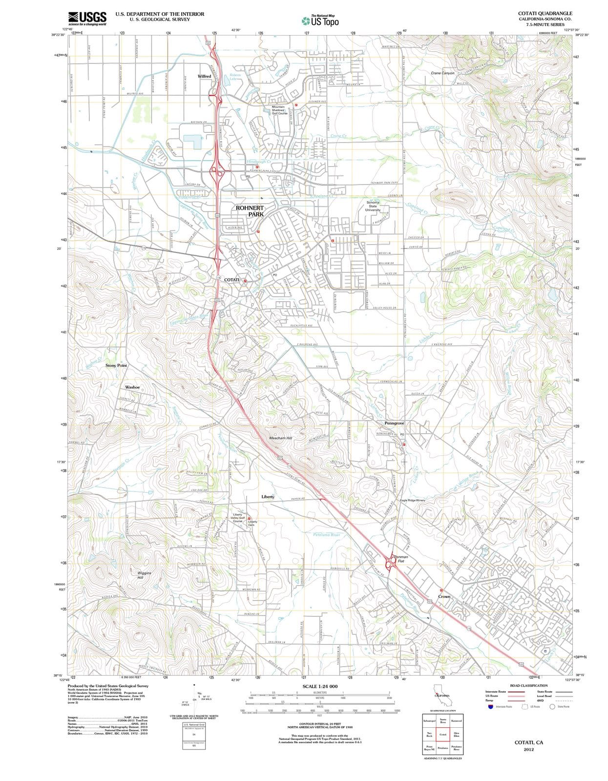 2012 Cotati, CA - California - USGS Topographic Map