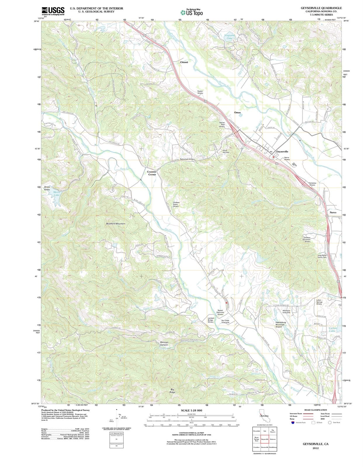 2012 Geyserville, CA - California - USGS Topographic Map