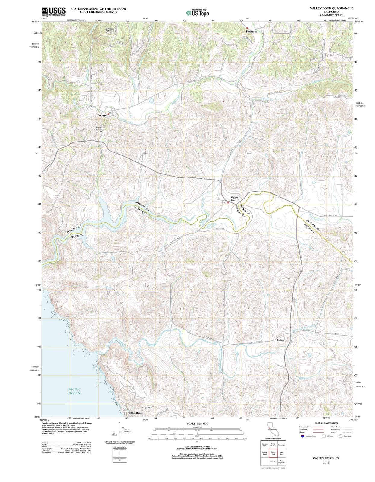 2012 Valley Ford, CA - California - USGS Topographic Map