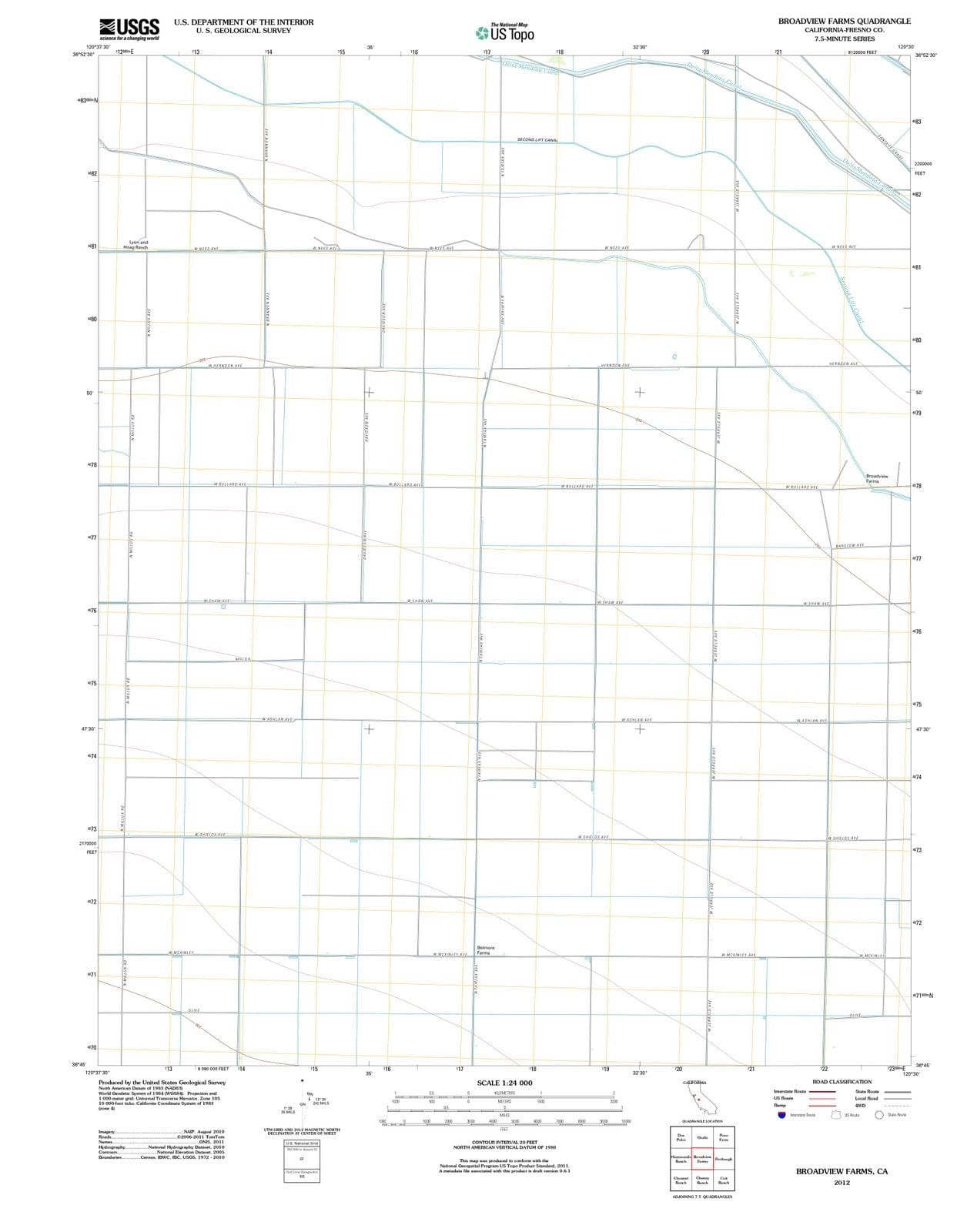 2012 Broadview Farms, CA - California - USGS Topographic Map