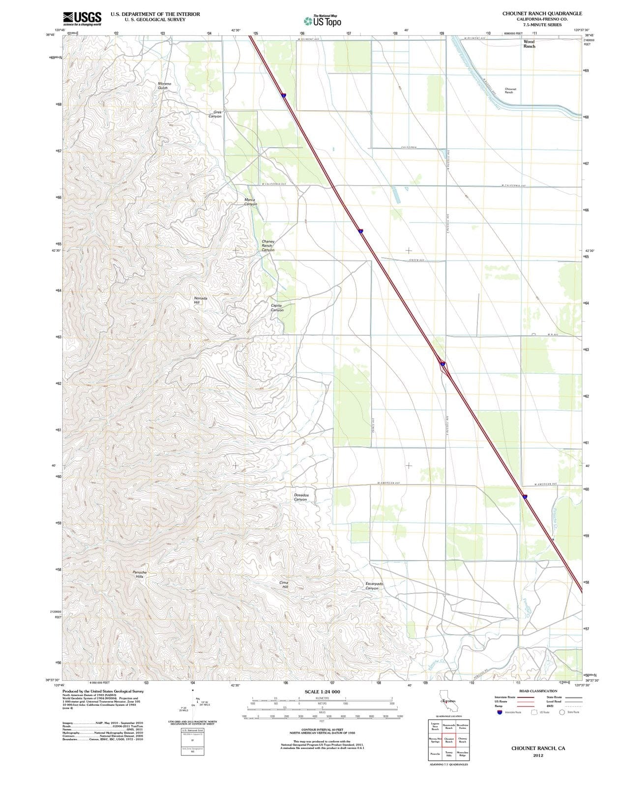 2012 Chounet Ranch, CA - California - USGS Topographic Map