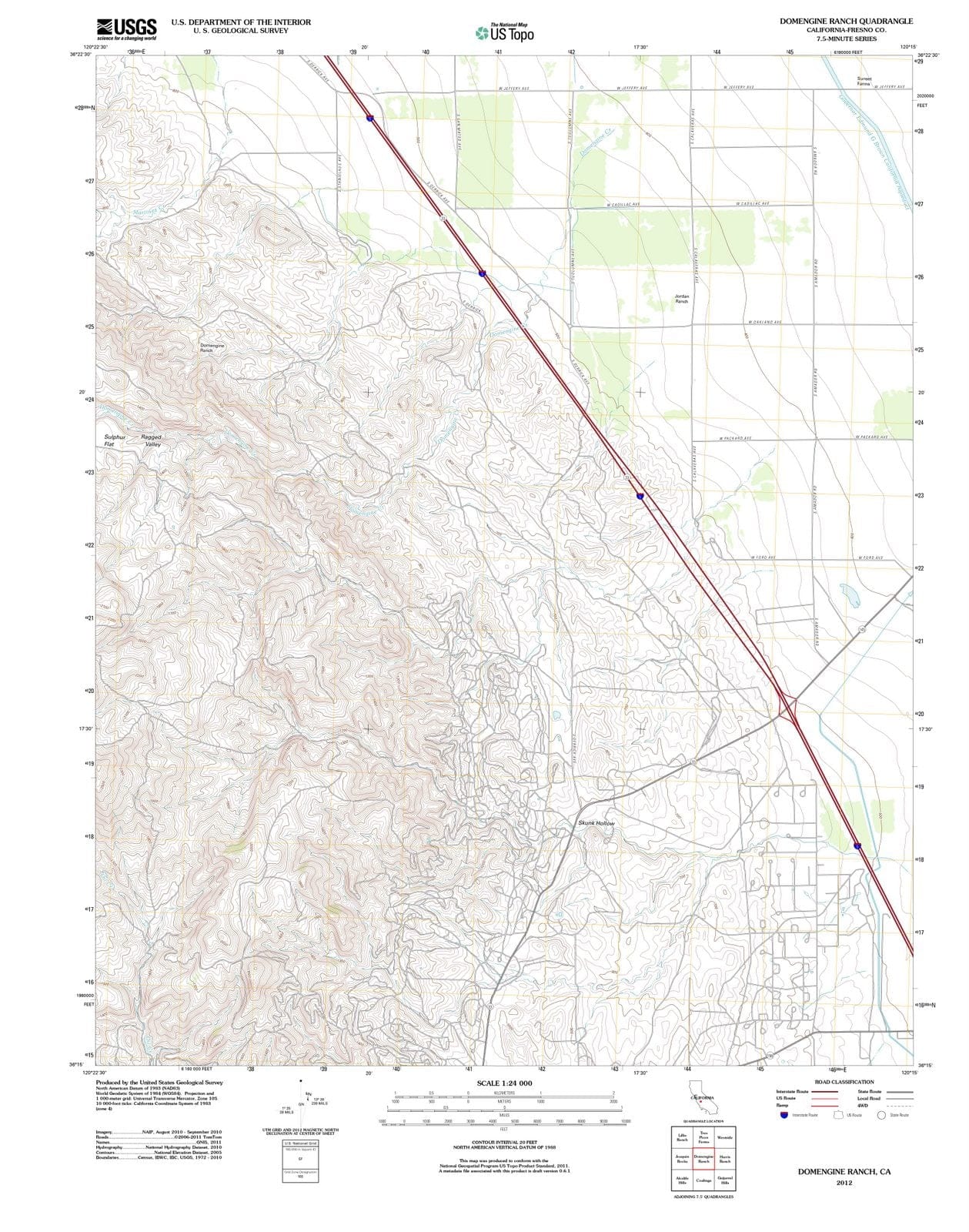 2012 Domengine Ranch, CA - California - USGS Topographic Map